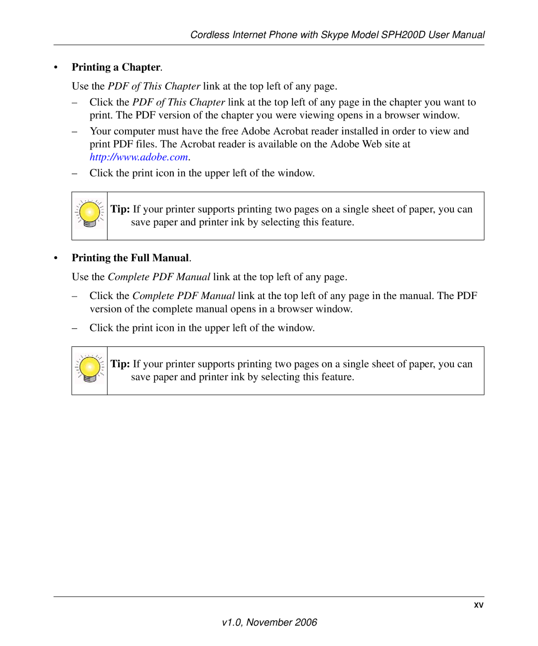 NETGEAR SPH200D user manual Printing a Chapter 