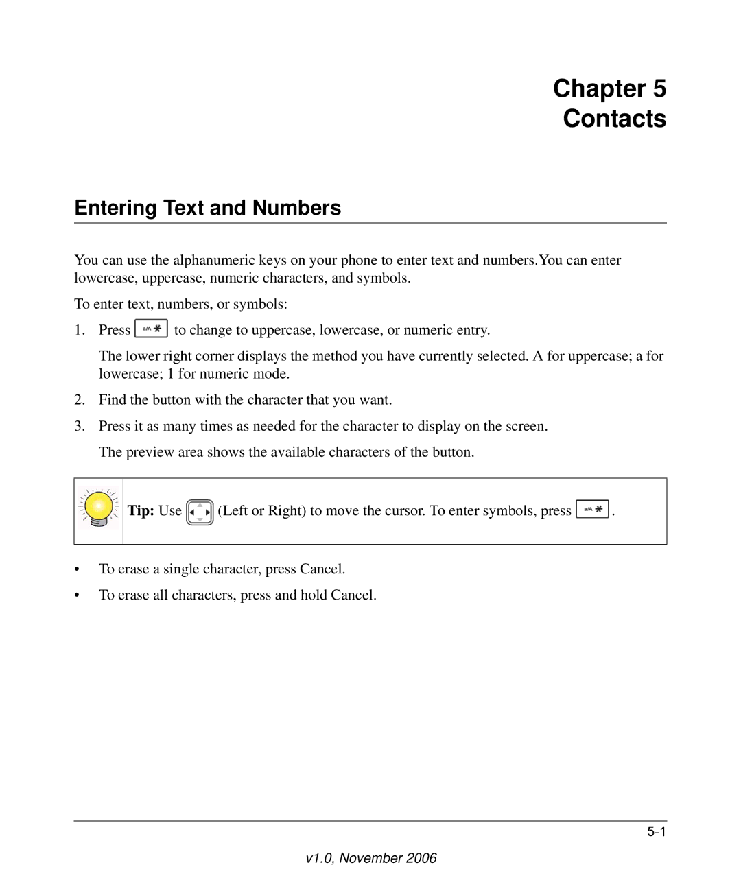 NETGEAR SPH200D user manual Chapter Contacts, Entering Text and Numbers 