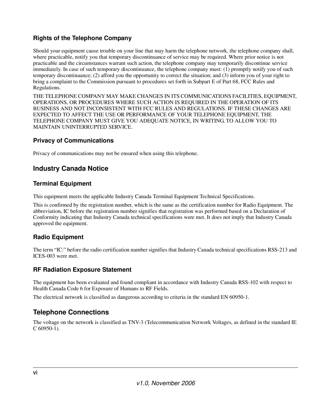 NETGEAR SPH200D user manual Industry Canada Notice, Telephone Connections 