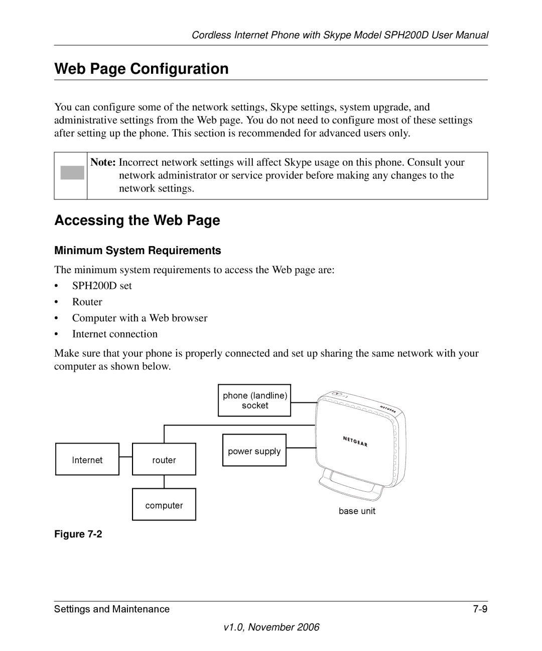 NETGEAR SPH200D user manual Web Page Configuration, Accessing the Web, Minimum System Requirements 