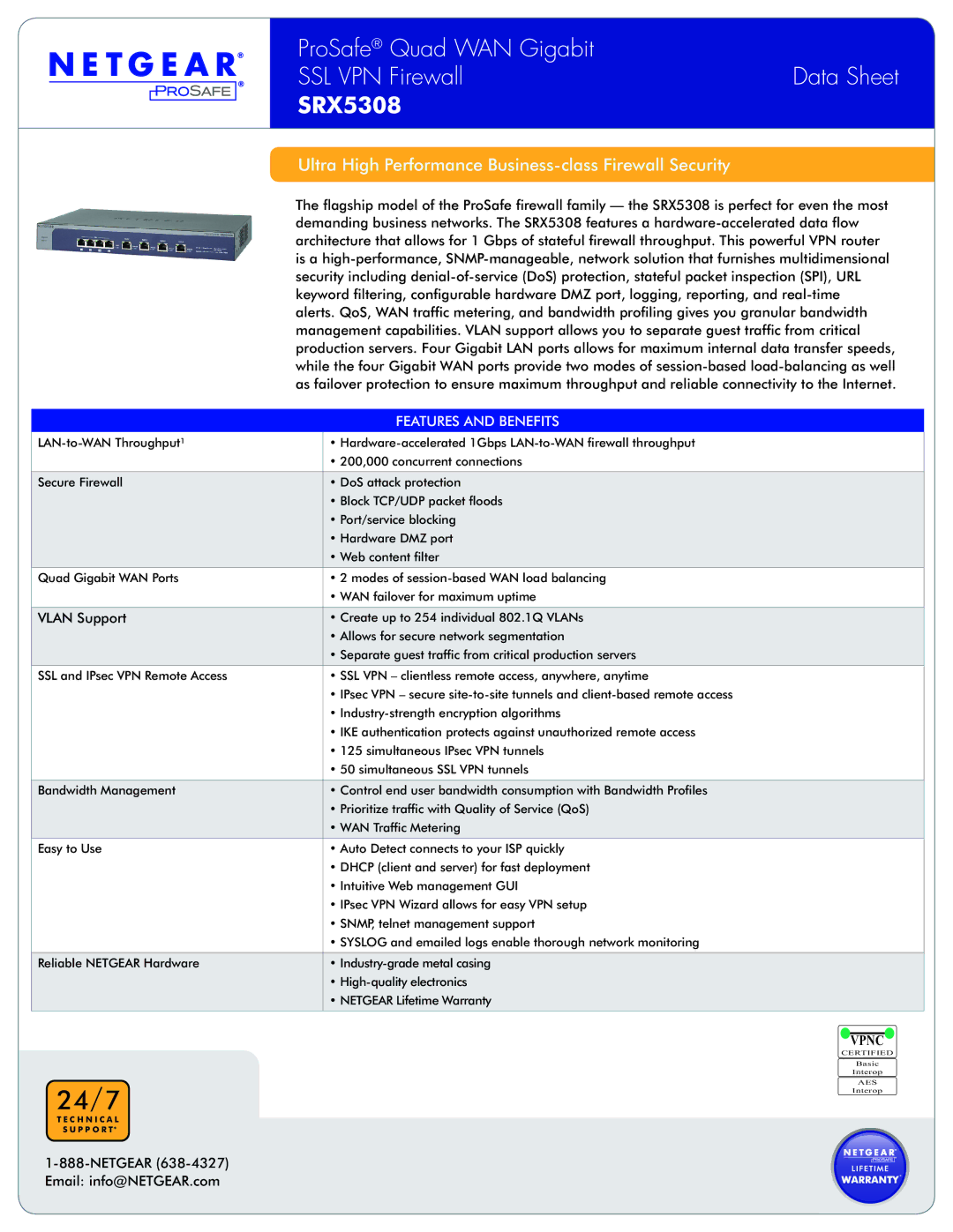 NETGEAR SRX5308 warranty 24/7 