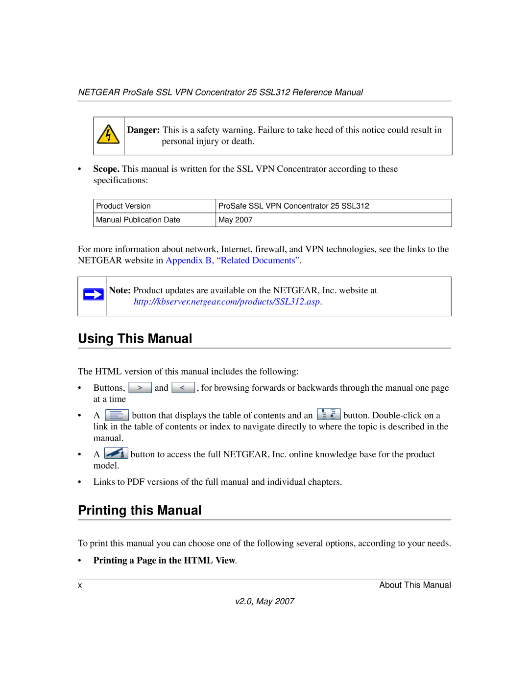 NETGEAR SSL312 manual Using This Manual, Printing this Manual 