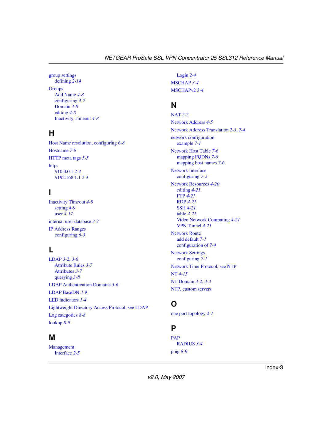 NETGEAR SSL312 manual Index-3 