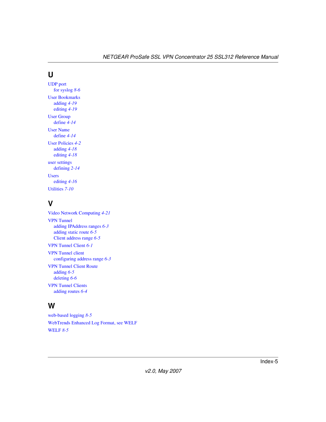 NETGEAR SSL312 manual Index-5 