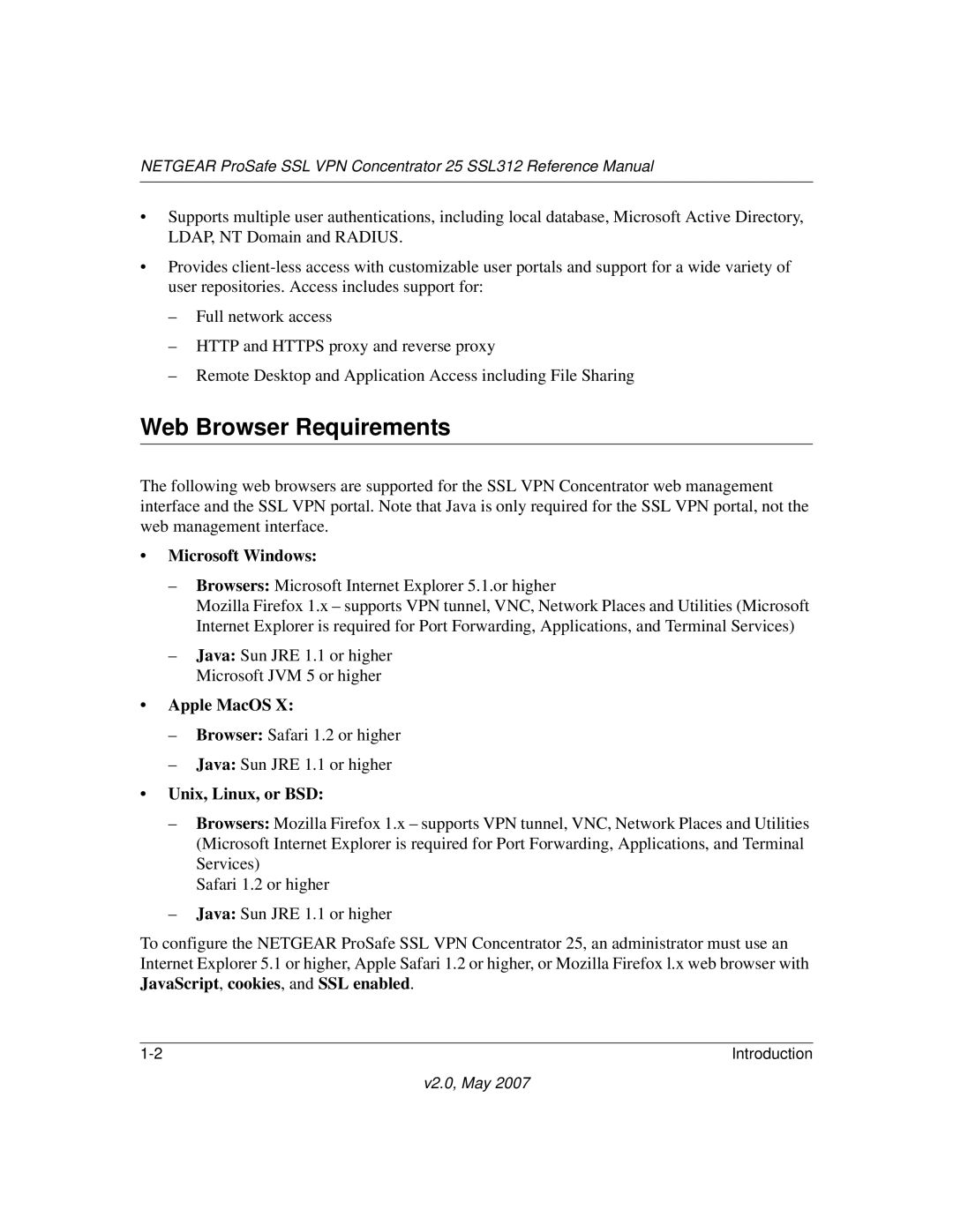 NETGEAR SSL312 manual Web Browser Requirements, Microsoft Windows 