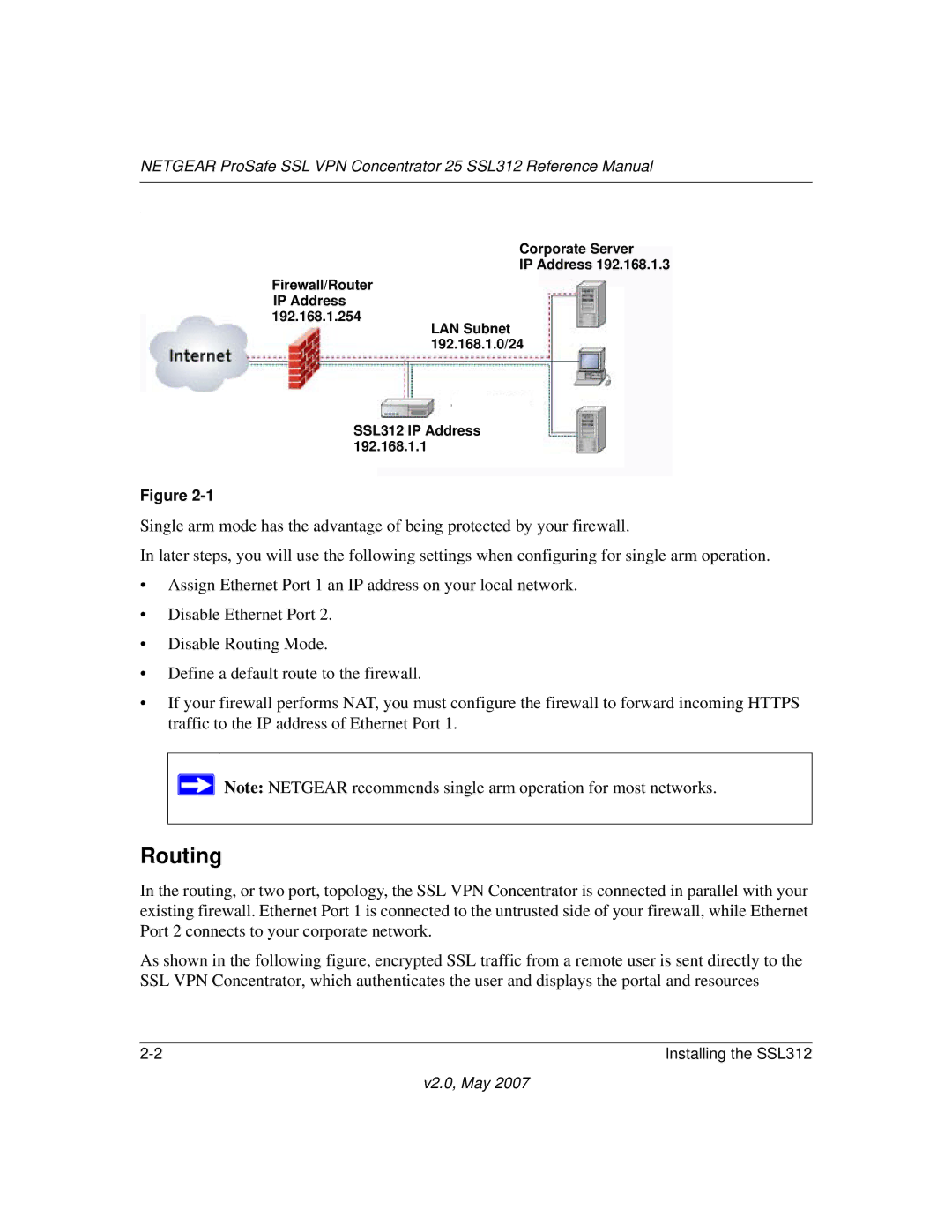 NETGEAR SSL312 manual Routing 