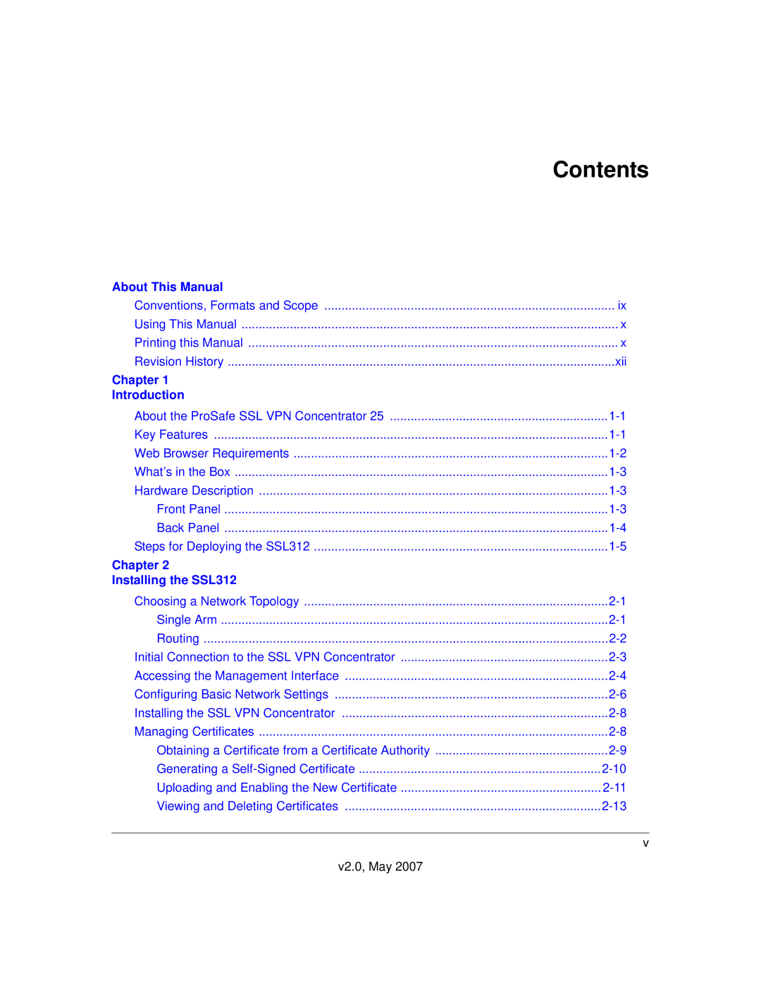 NETGEAR SSL312 manual Contents 