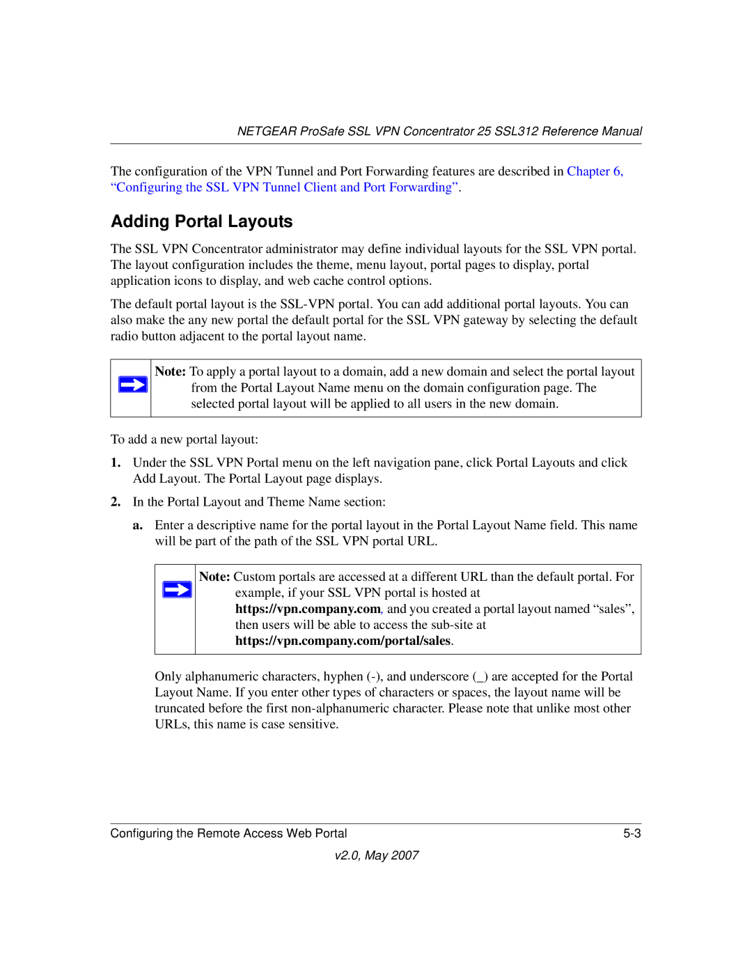 NETGEAR SSL312 manual Adding Portal Layouts 