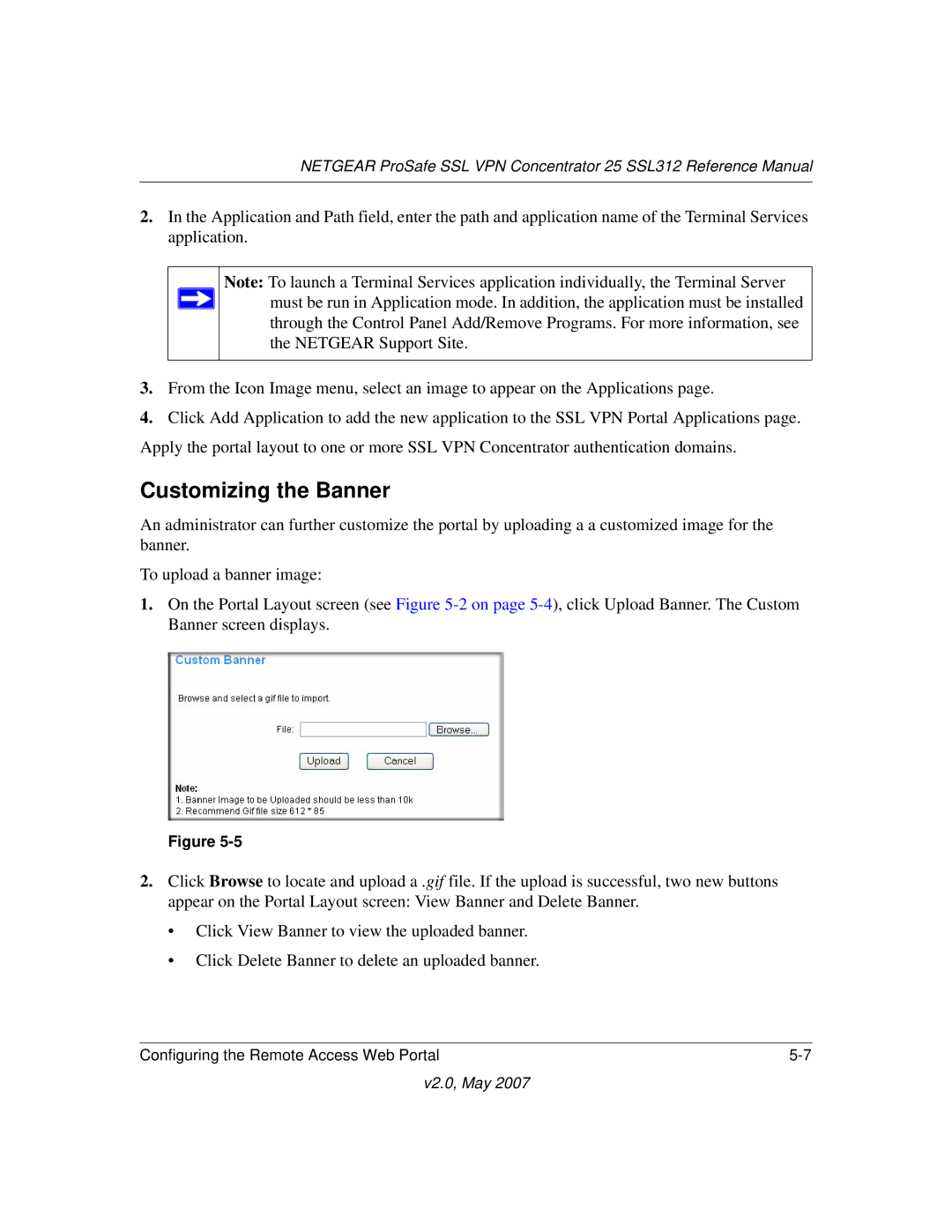 NETGEAR SSL312 manual Customizing the Banner 