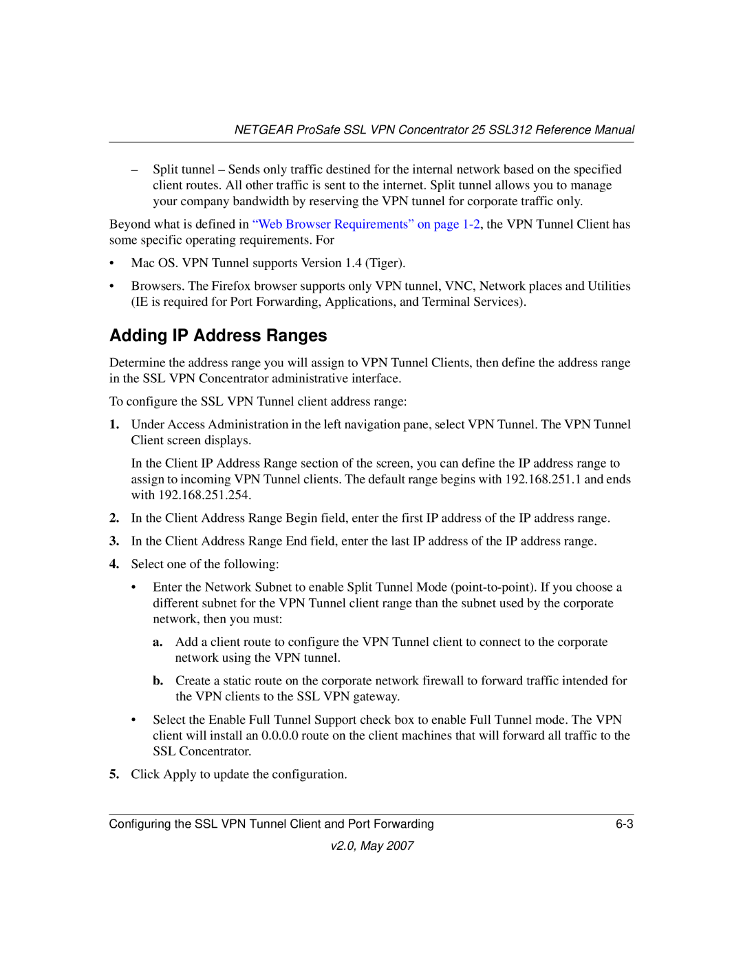 NETGEAR SSL312 manual Adding IP Address Ranges 