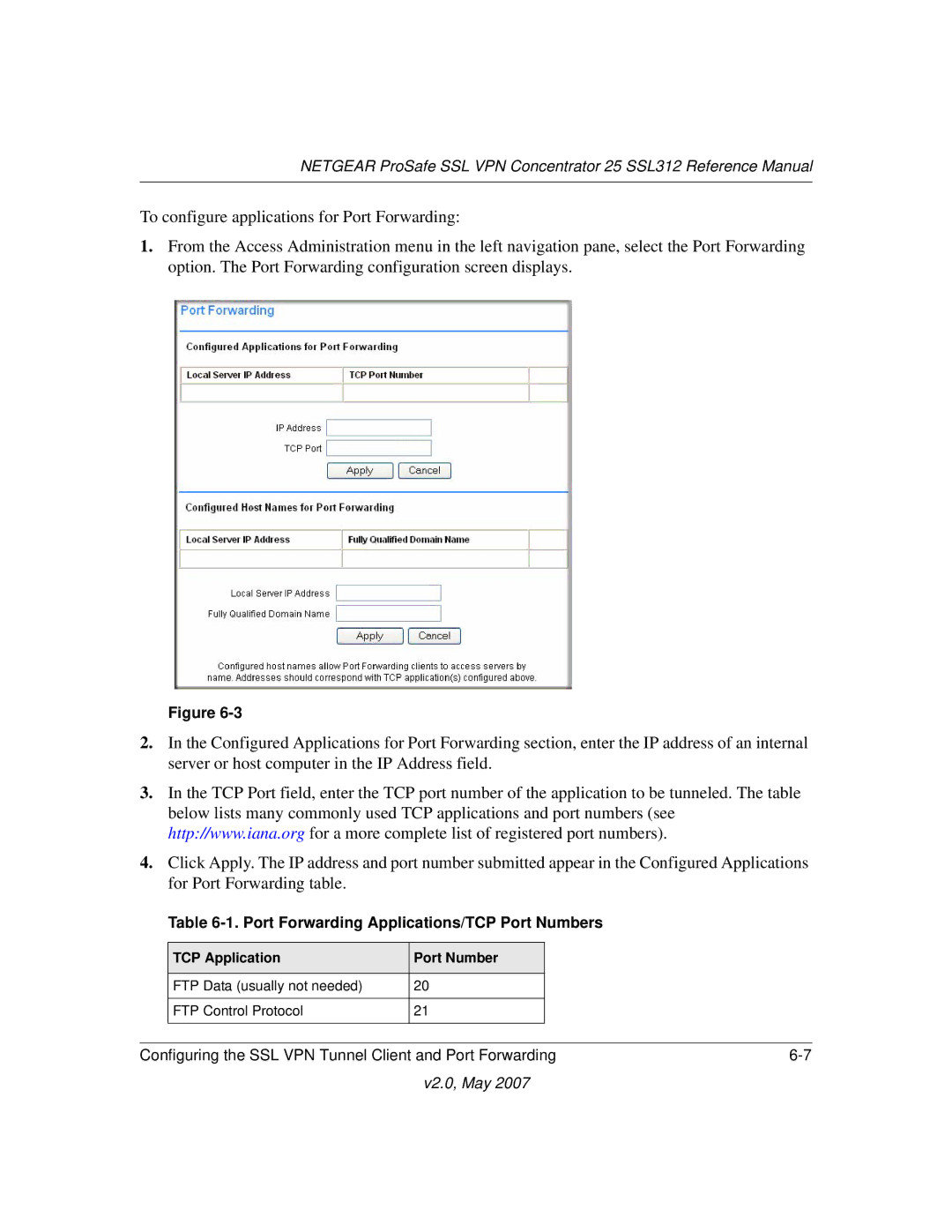 NETGEAR SSL312 manual Port Forwarding Applications/TCP Port Numbers 