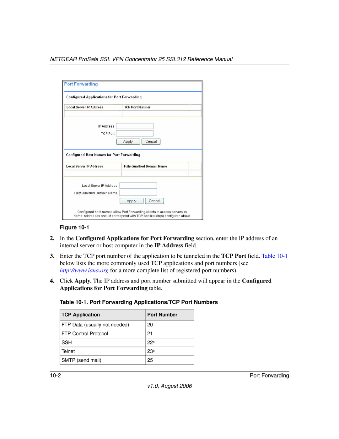 NETGEAR SSL312 manual Port Forwarding Applications/TCP Port Numbers 