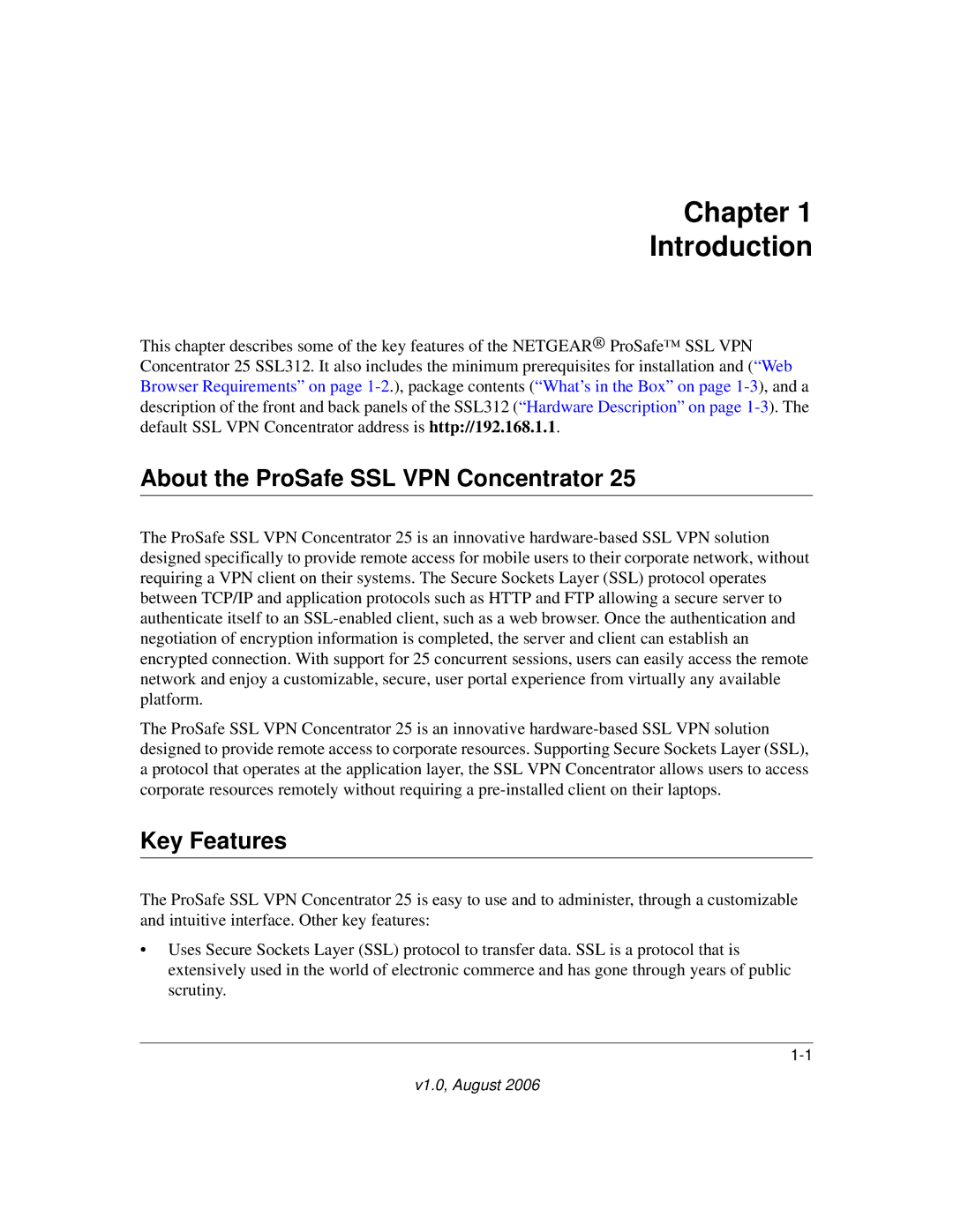 NETGEAR SSL312 manual Chapter Introduction, About the ProSafe SSL VPN Concentrator, Key Features 