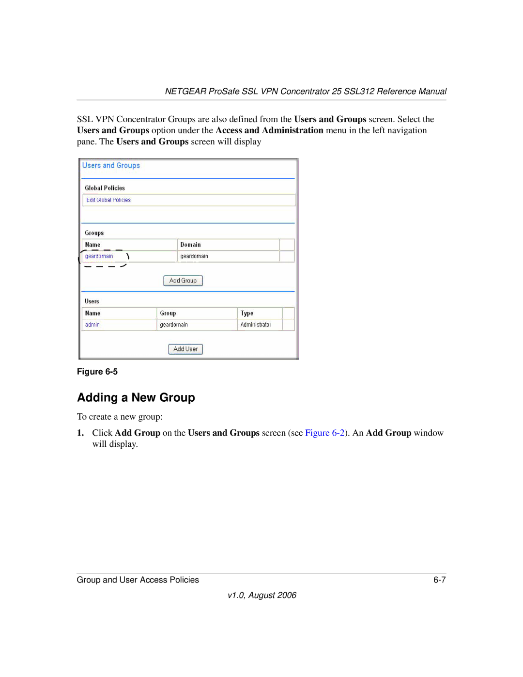 NETGEAR SSL312 manual Adding a New Group 