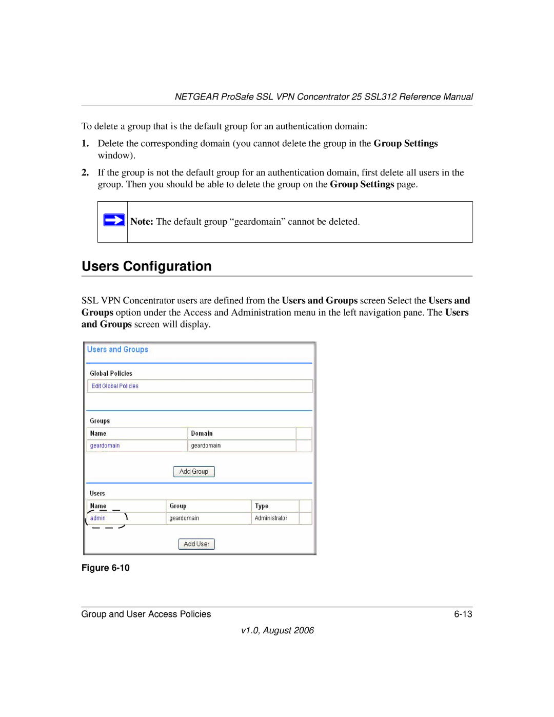 NETGEAR SSL312 manual Users Configuration 