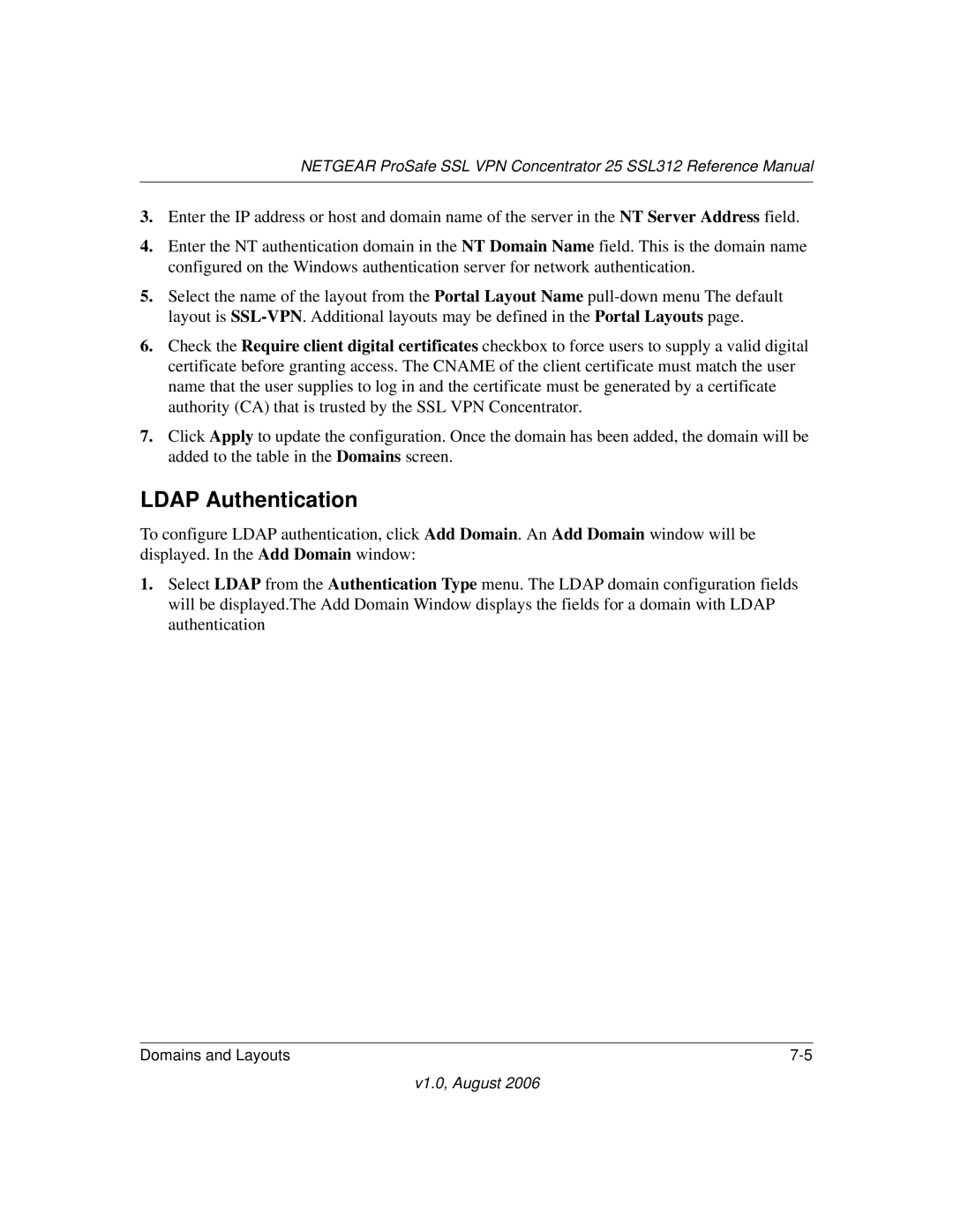 NETGEAR SSL312 manual Ldap Authentication 