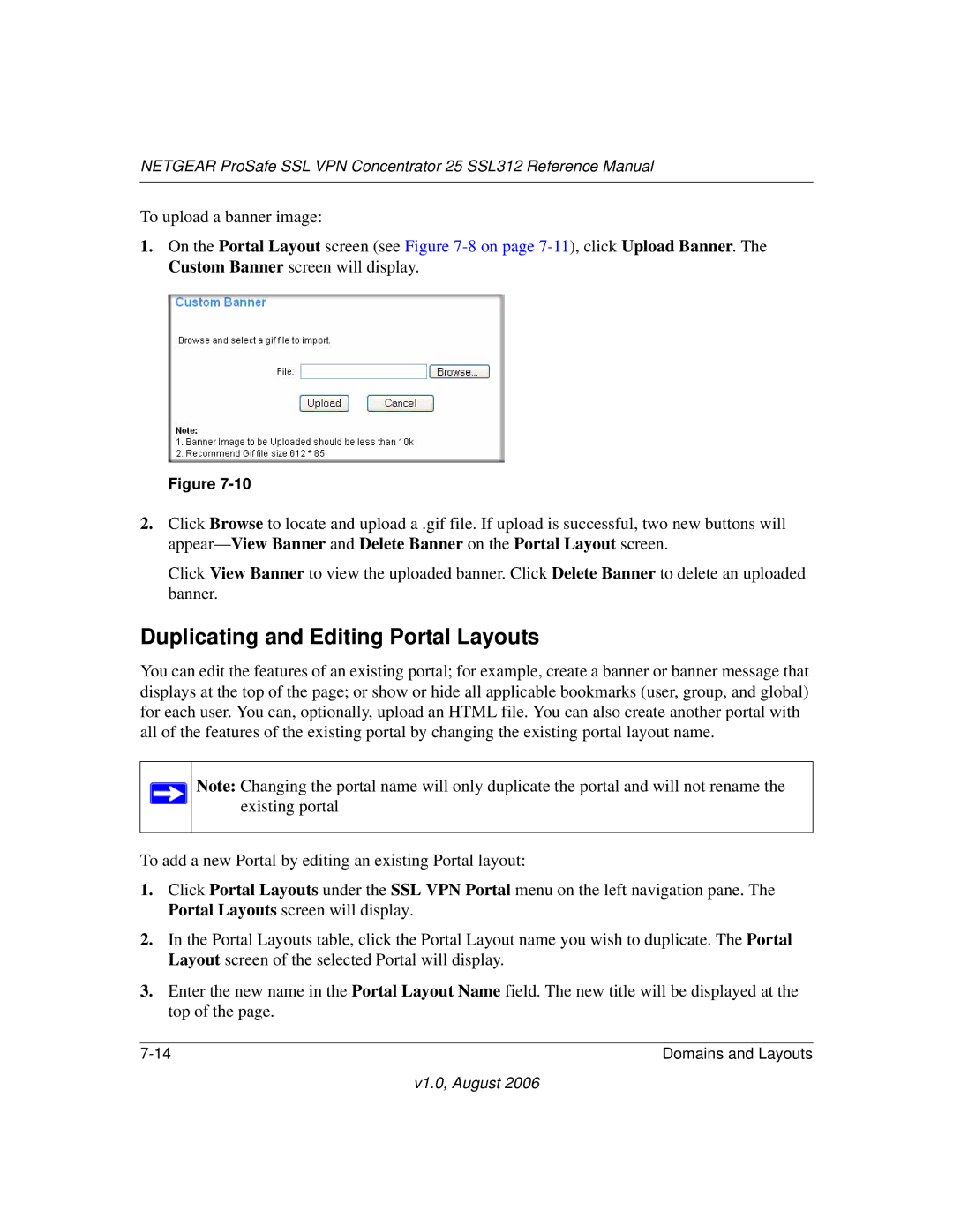 NETGEAR SSL312 manual Duplicating and Editing Portal Layouts 