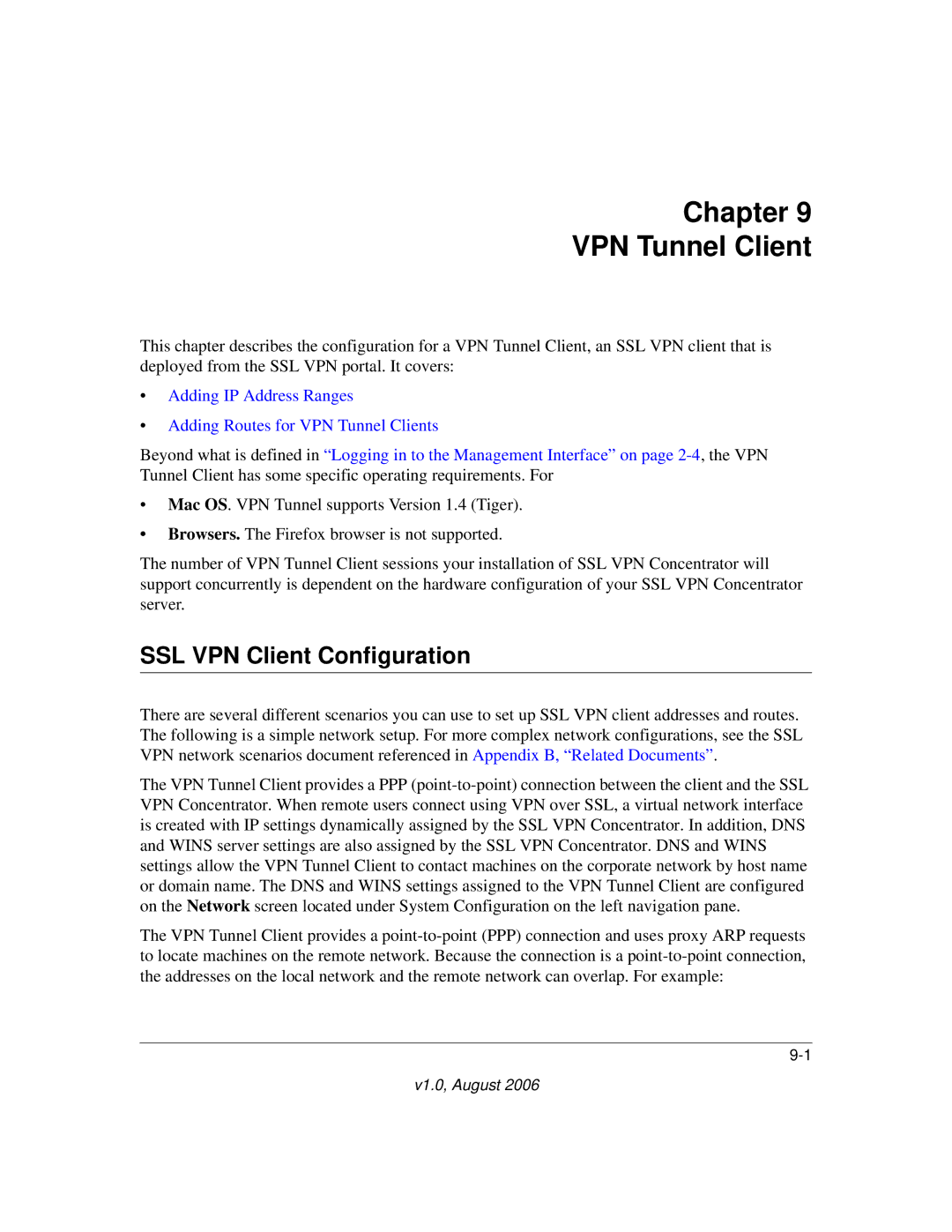 NETGEAR SSL312 manual Chapter VPN Tunnel Client, SSL VPN Client Configuration 