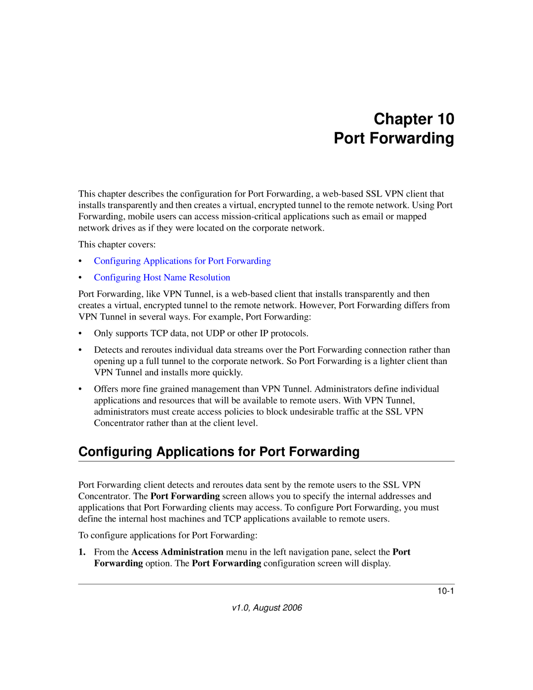 NETGEAR SSL312 manual Chapter Port Forwarding, Configuring Applications for Port Forwarding 