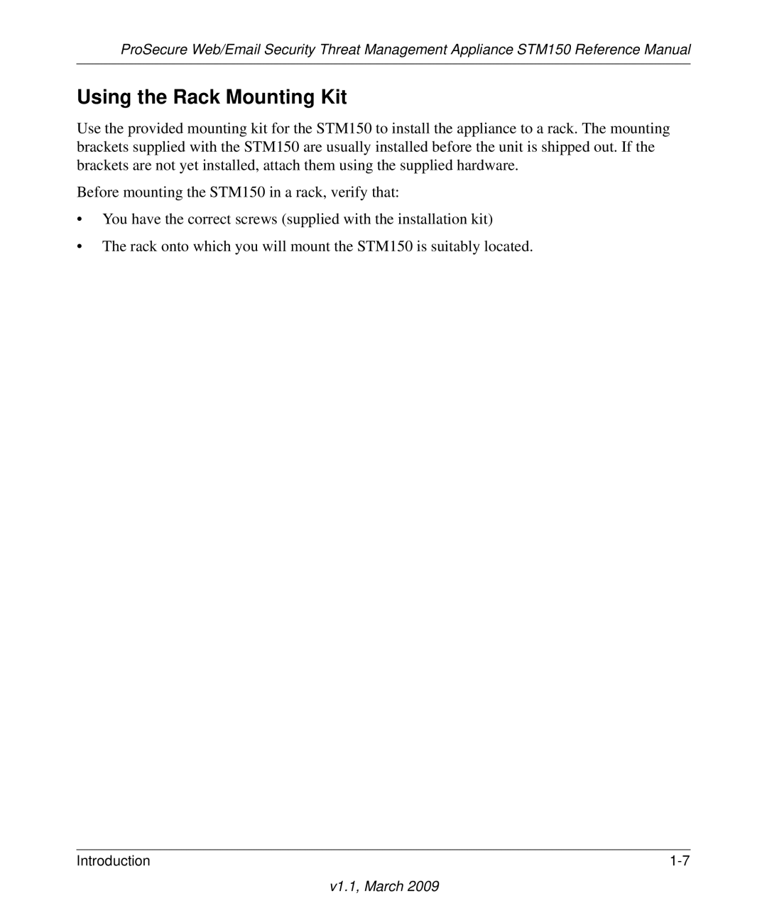 NETGEAR STM150EW3-100NAS manual Using the Rack Mounting Kit 