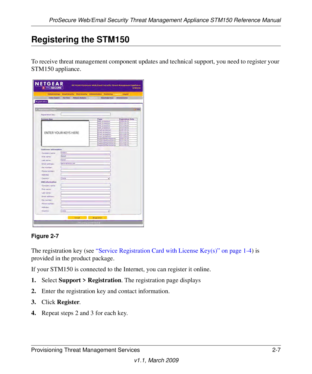 NETGEAR STM150EW3-100NAS manual Registering the STM150, Click Register 