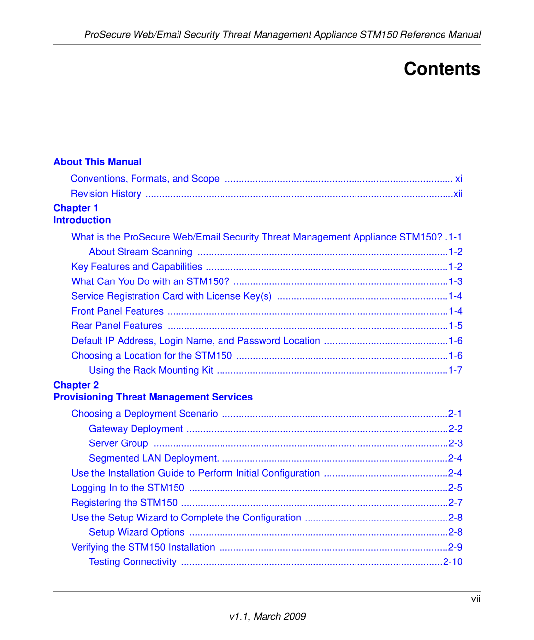 NETGEAR STM150EW3-100NAS manual Contents 