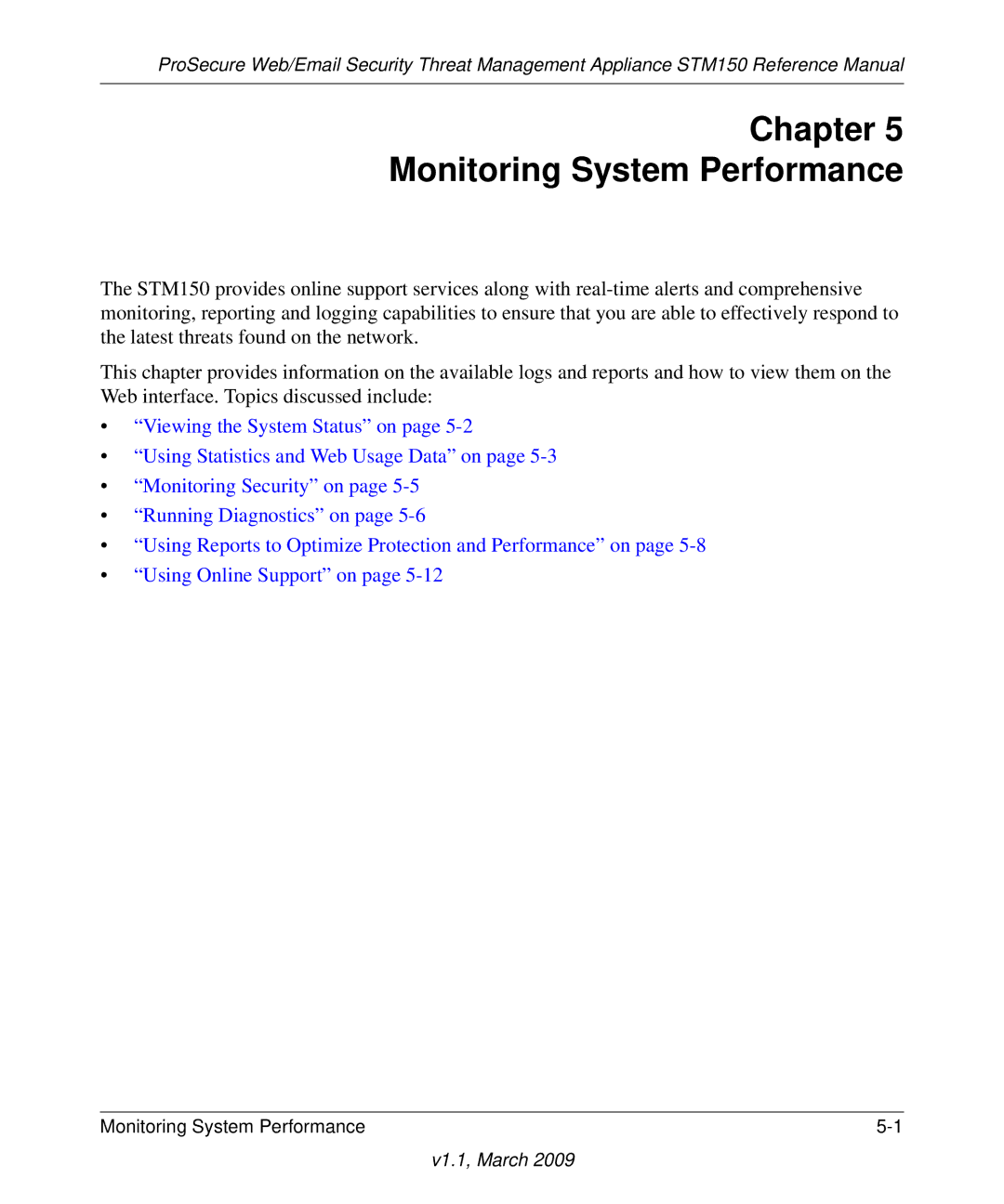 NETGEAR STM150EW3-100NAS manual Chapter Monitoring System Performance 