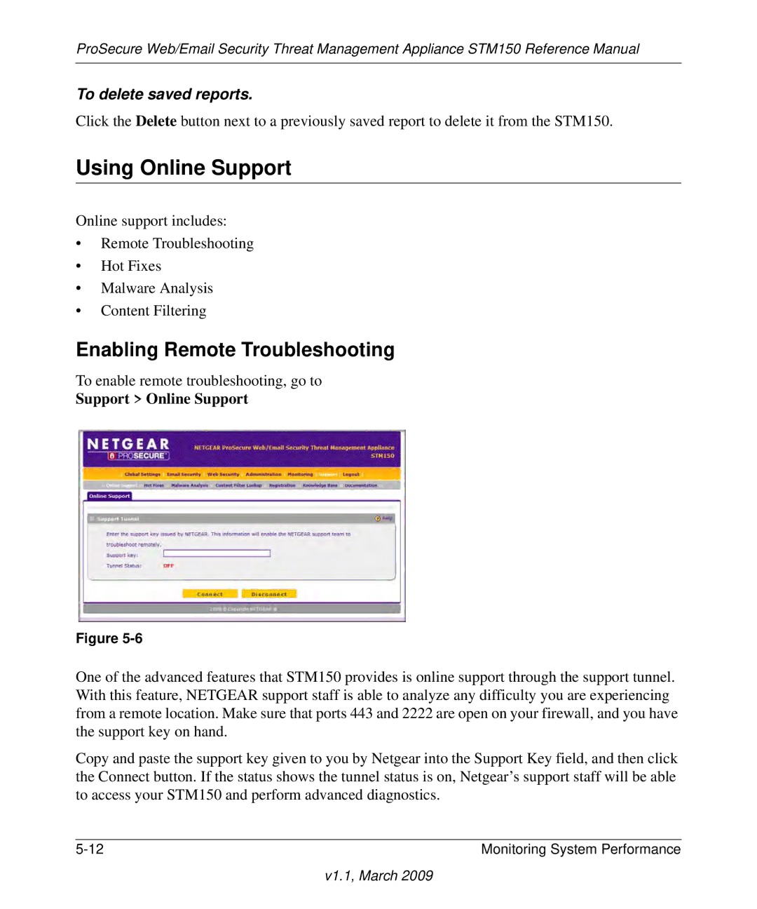 NETGEAR STM150EW3-100NAS manual Using Online Support, Enabling Remote Troubleshooting, Support Online Support 