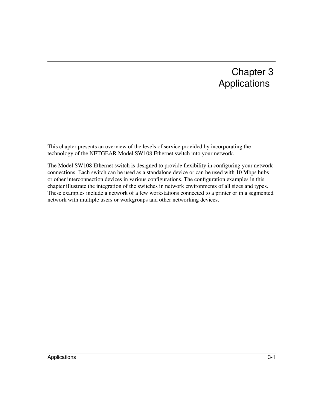 NETGEAR SW108 manual Chapter Applications 