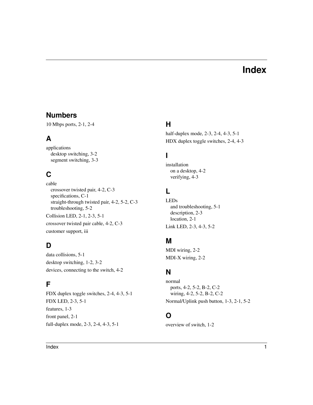 NETGEAR SW108 manual Index, Numbers 