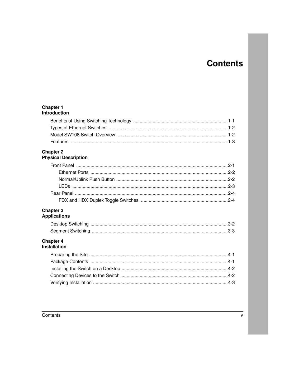 NETGEAR SW108 manual Contents 