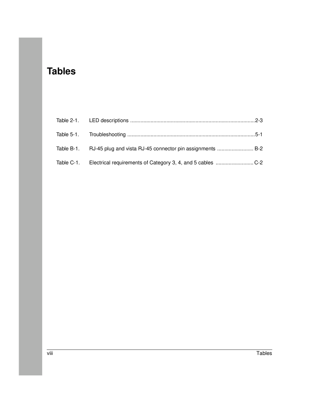 NETGEAR SW108 manual Tables 