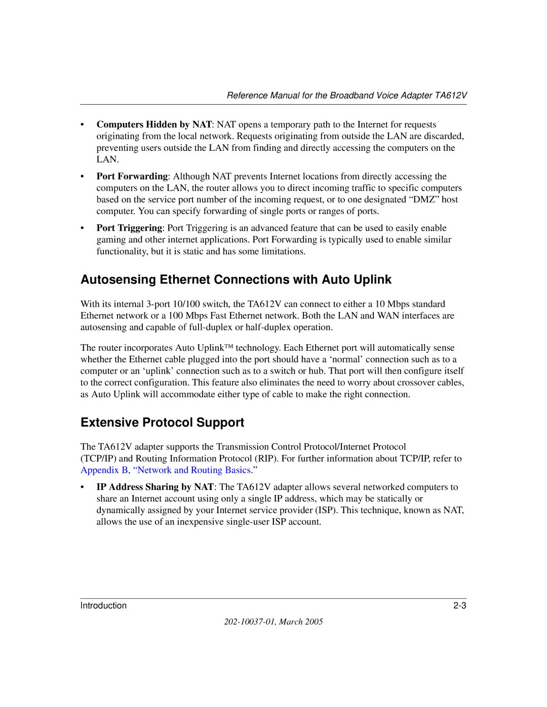 NETGEAR TA612V manual Autosensing Ethernet Connections with Auto Uplink, Extensive Protocol Support 