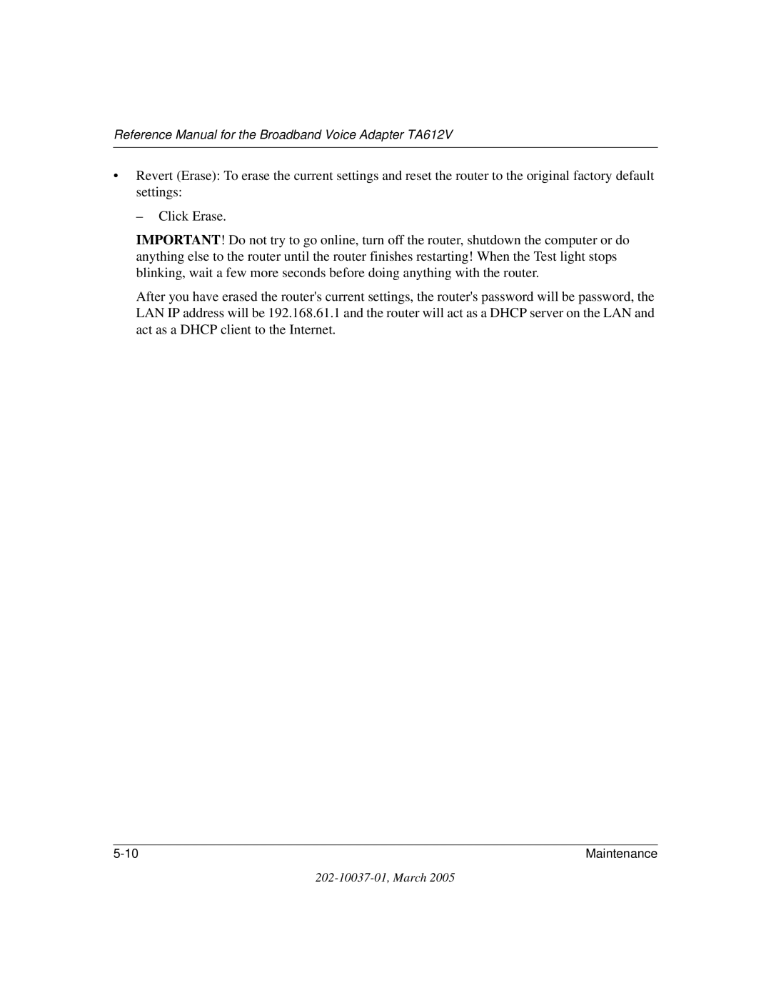 NETGEAR manual Reference Manual for the Broadband Voice Adapter TA612V 