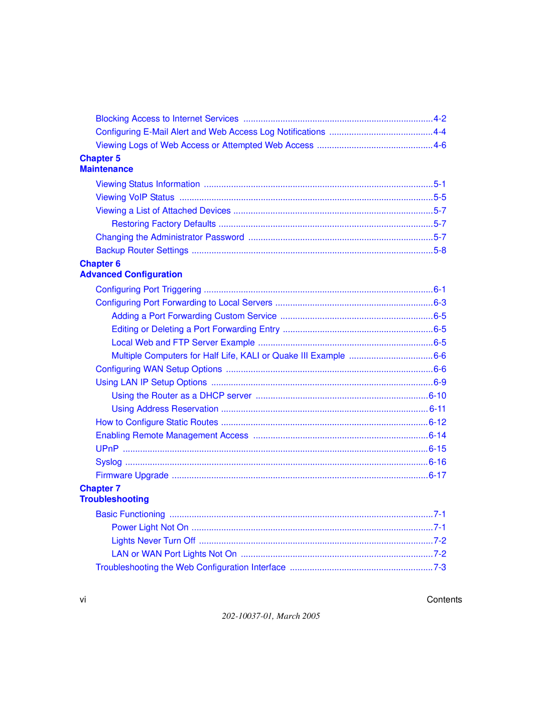 NETGEAR TA612V manual Chapter Maintenance 