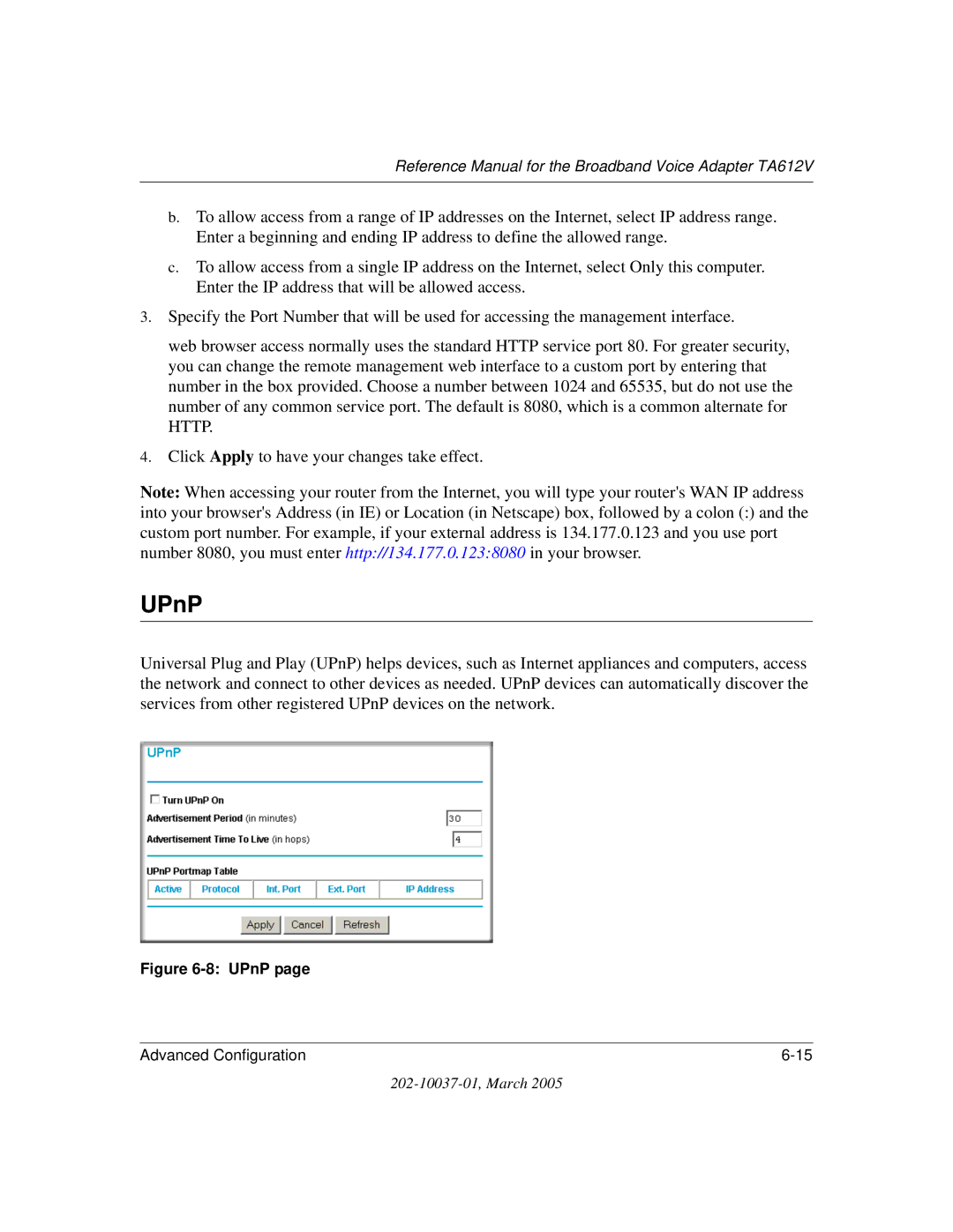 NETGEAR TA612V manual UPnP 