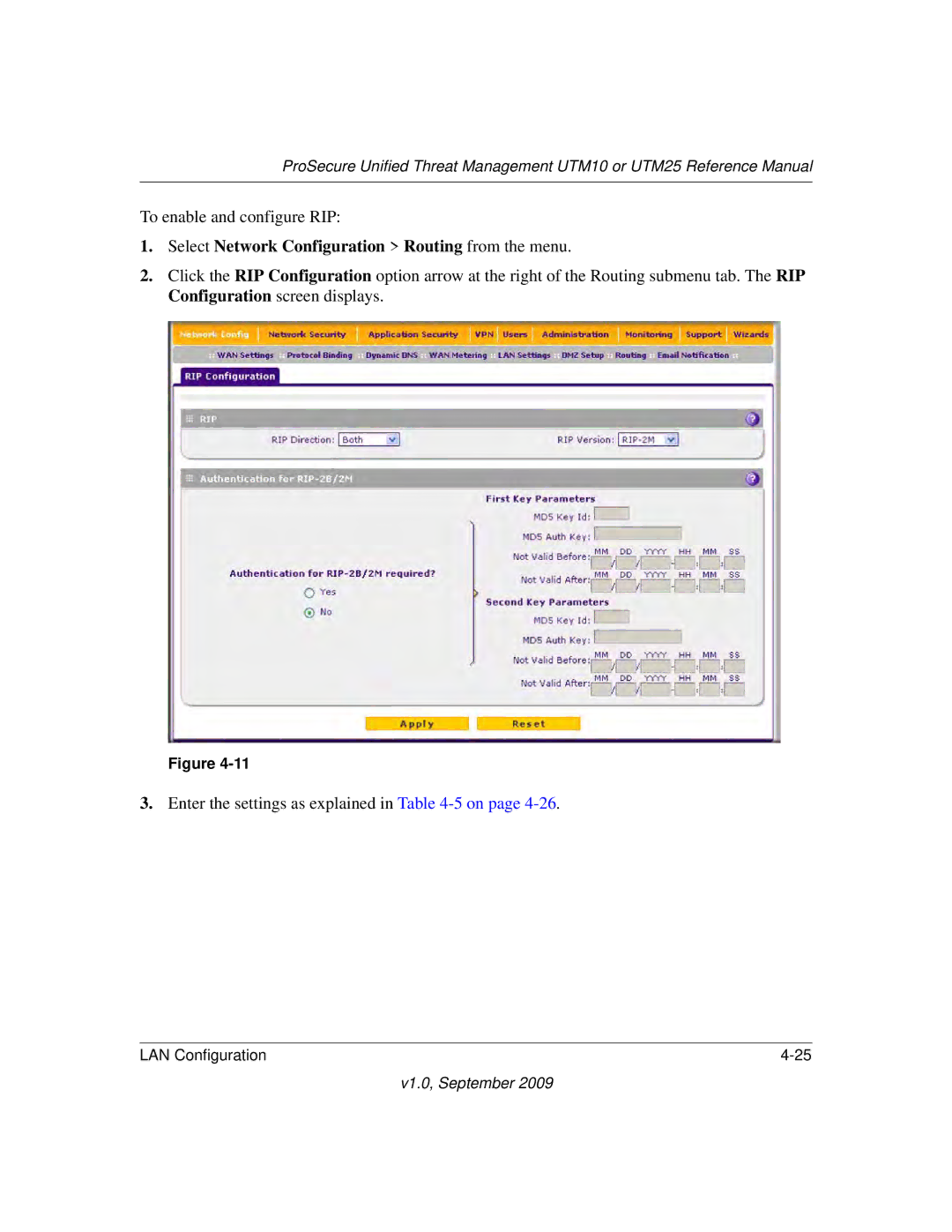 NETGEAR UTM25-100NAS, UTM10EW-100NAS, UTM25EW-100NAS manual Select Network Configuration Routing from the menu 