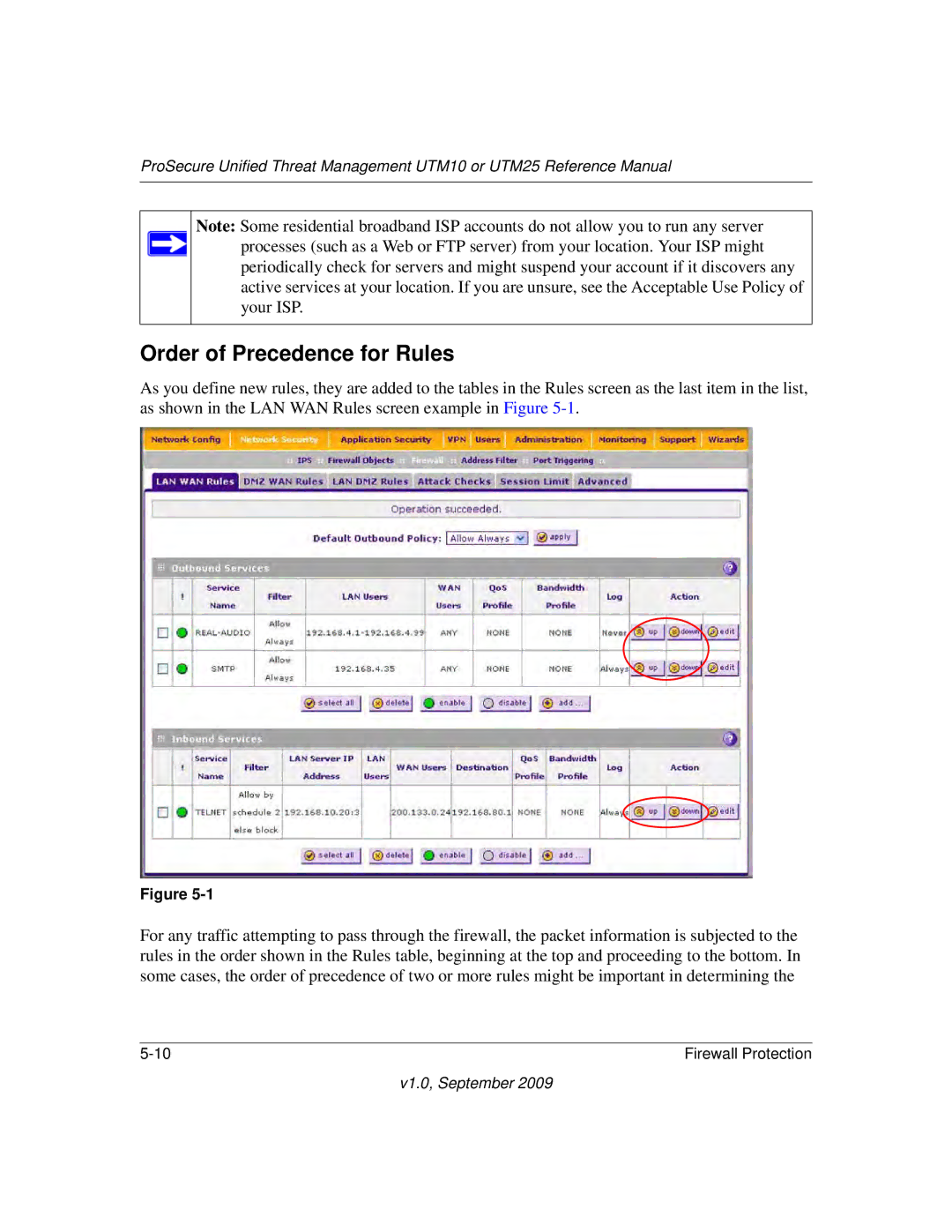 NETGEAR UTM10EW-100NAS, UTM25-100NAS, UTM25EW-100NAS manual Order of Precedence for Rules 