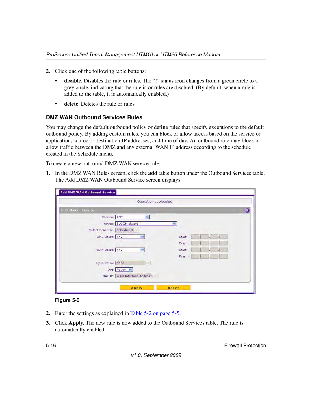 NETGEAR UTM10EW-100NAS, UTM25-100NAS, UTM25EW-100NAS manual DMZ WAN Outbound Services Rules 