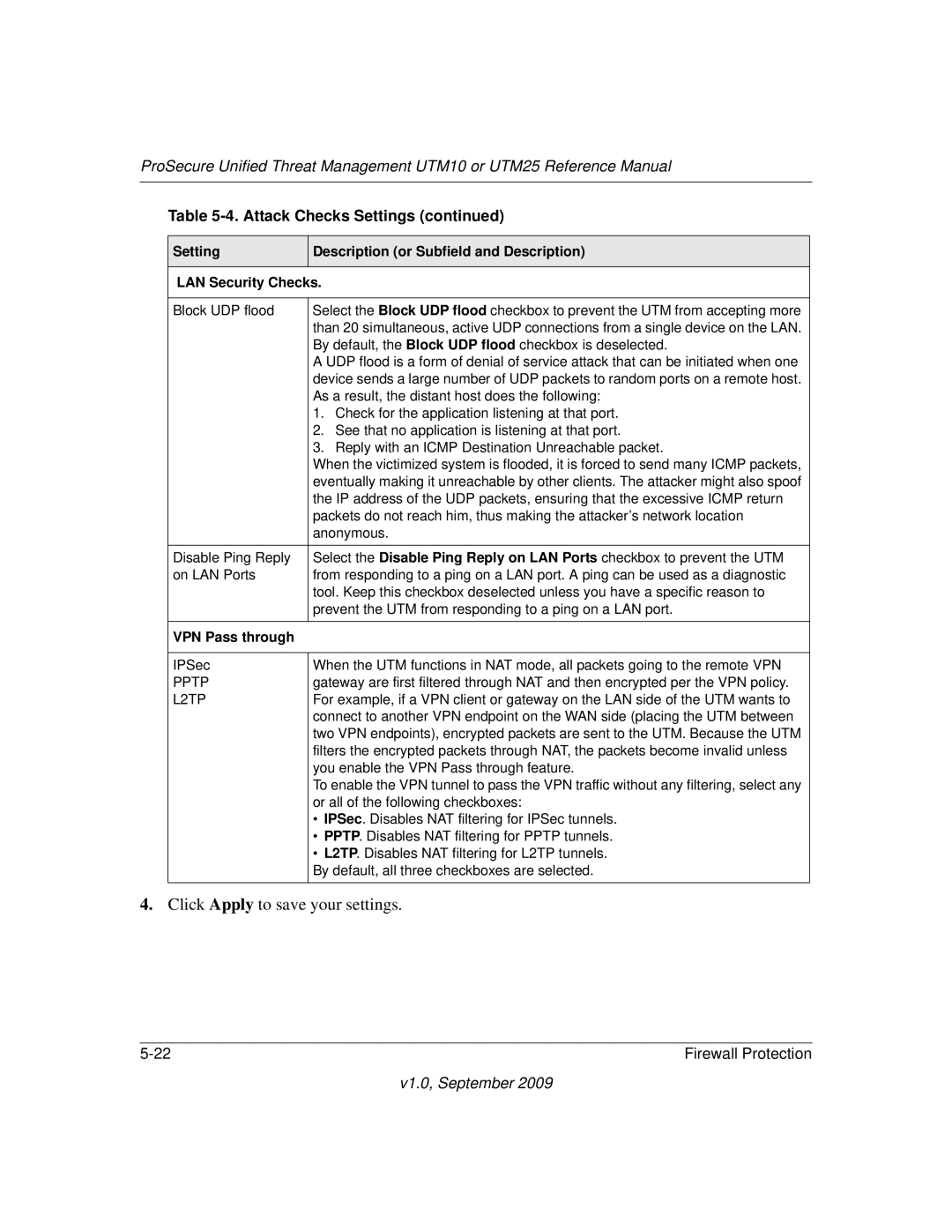 NETGEAR UTM10EW-100NAS, UTM25-100NAS, UTM25EW-100NAS manual VPN Pass through, L2TP 