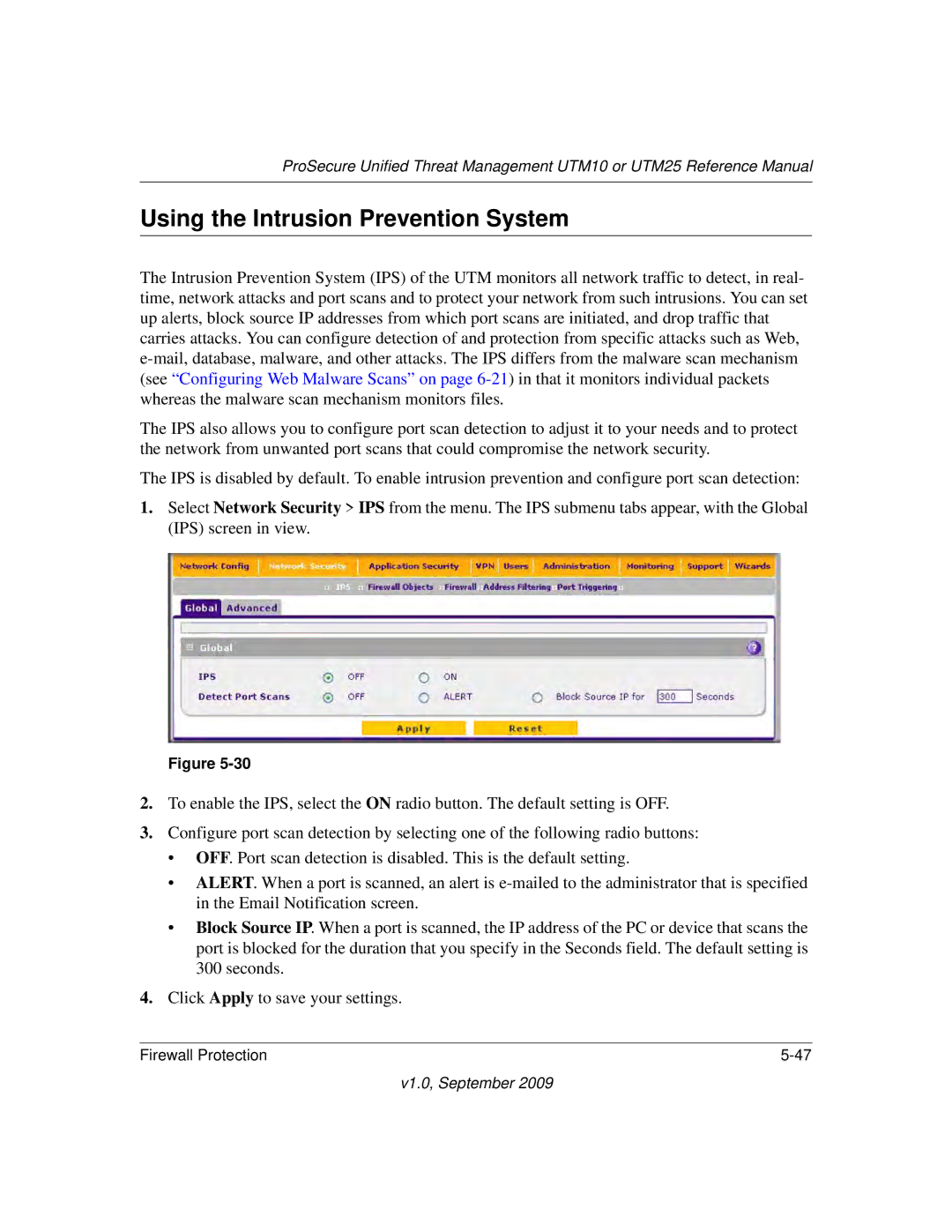 NETGEAR UTM25EW-100NAS, UTM25-100NAS, UTM10EW-100NAS manual Using the Intrusion Prevention System 