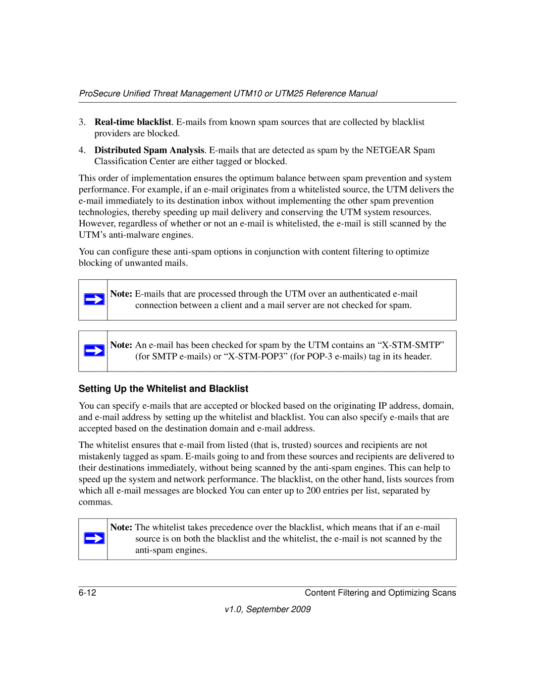 NETGEAR UTM25EW-100NAS, UTM25-100NAS, UTM10EW-100NAS manual Setting Up the Whitelist and Blacklist 