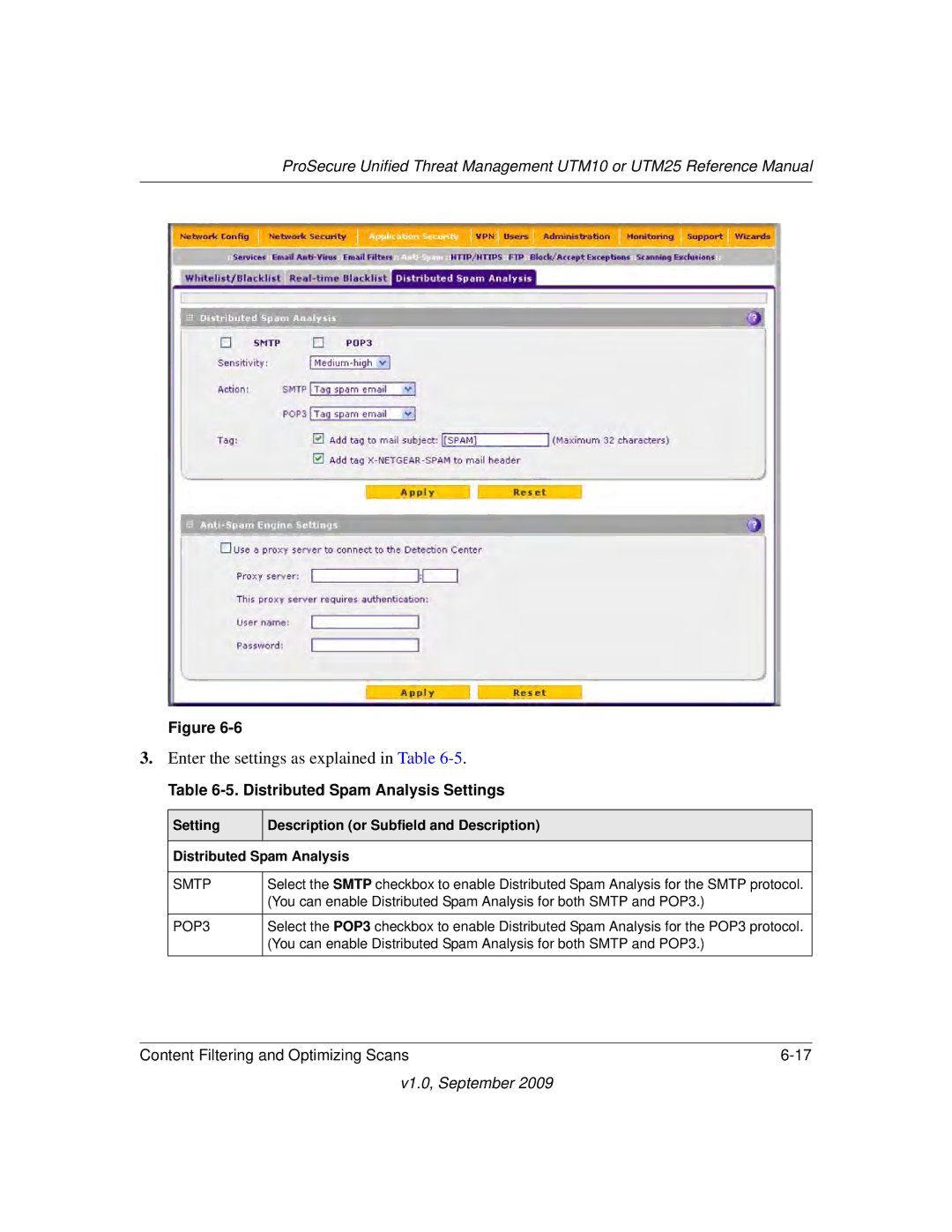 NETGEAR UTM10EW-100NAS, UTM25-100NAS, UTM25EW-100NAS manual Distributed Spam Analysis Settings, Smtp 