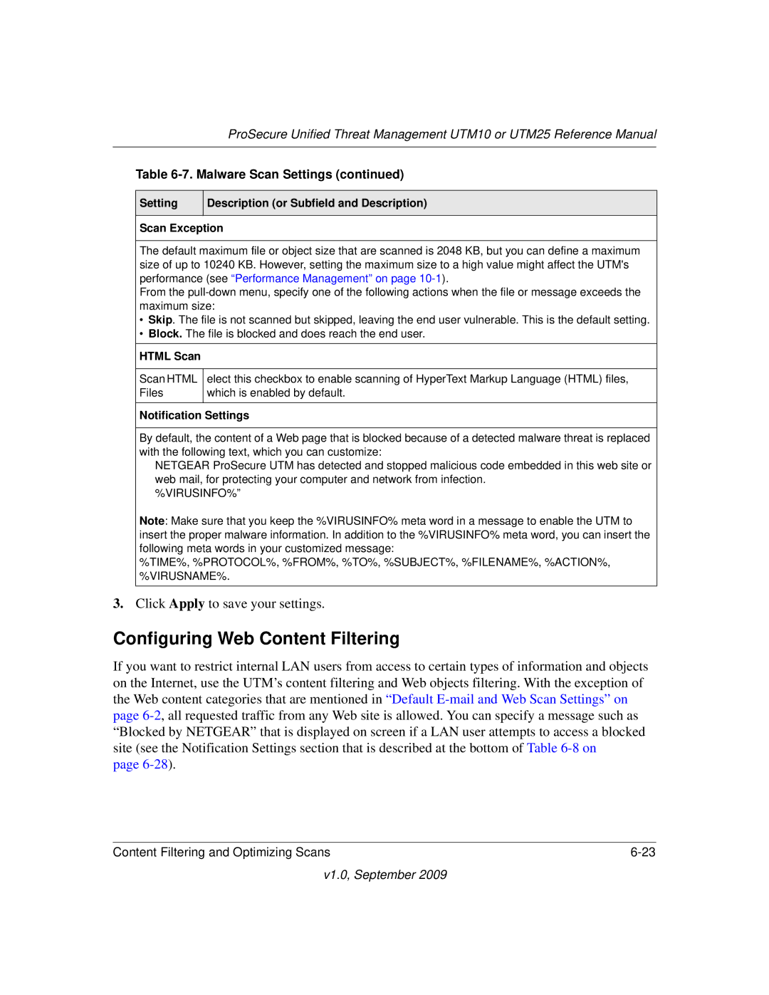 NETGEAR UTM10EW-100NAS, UTM25-100NAS, UTM25EW-100NAS manual Configuring Web Content Filtering, Html Scan 
