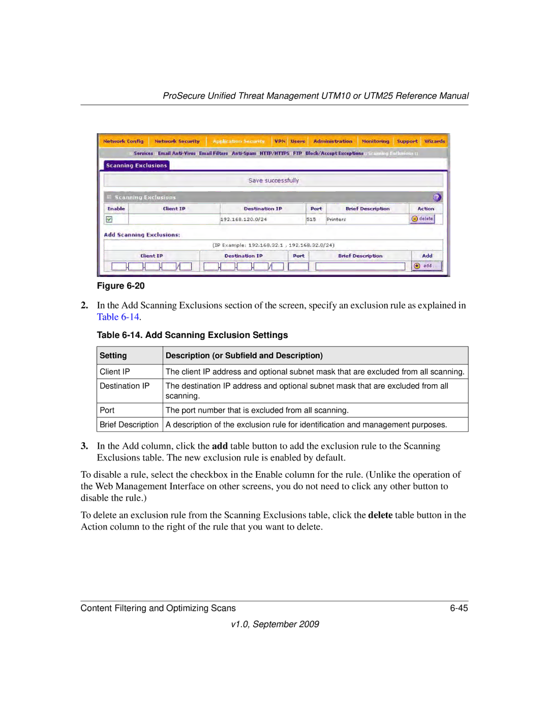 NETGEAR UTM25EW-100NAS, UTM25-100NAS, UTM10EW-100NAS manual Add Scanning Exclusion Settings 