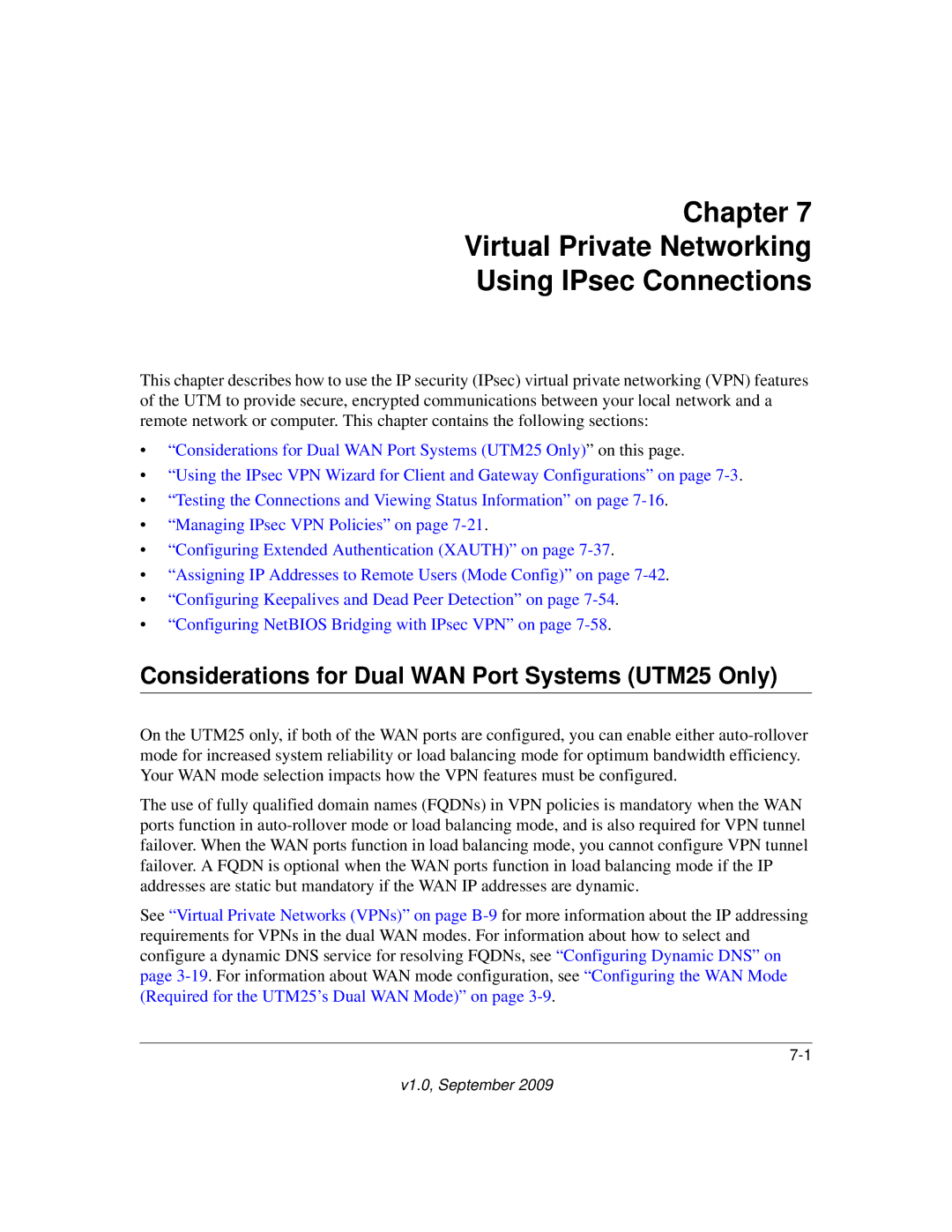 NETGEAR UTM10EW-100NAS, UTM25-100NAS, UTM25EW-100NAS manual Chapter Virtual Private Networking Using IPsec Connections 