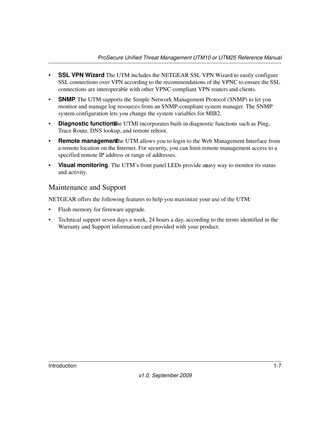 NETGEAR UTM10EW-100NAS, UTM25-100NAS, UTM25EW-100NAS manual Maintenance and Support 