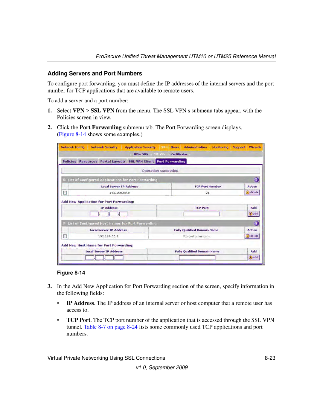 NETGEAR UTM25-100NAS, UTM10EW-100NAS, UTM25EW-100NAS manual Adding Servers and Port Numbers 