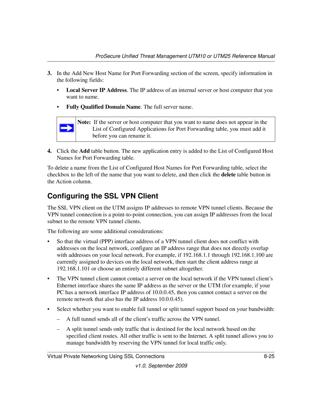 NETGEAR UTM25EW-100NAS, UTM25-100NAS Configuring the SSL VPN Client, Fully Qualified Domain Name. The full server name 