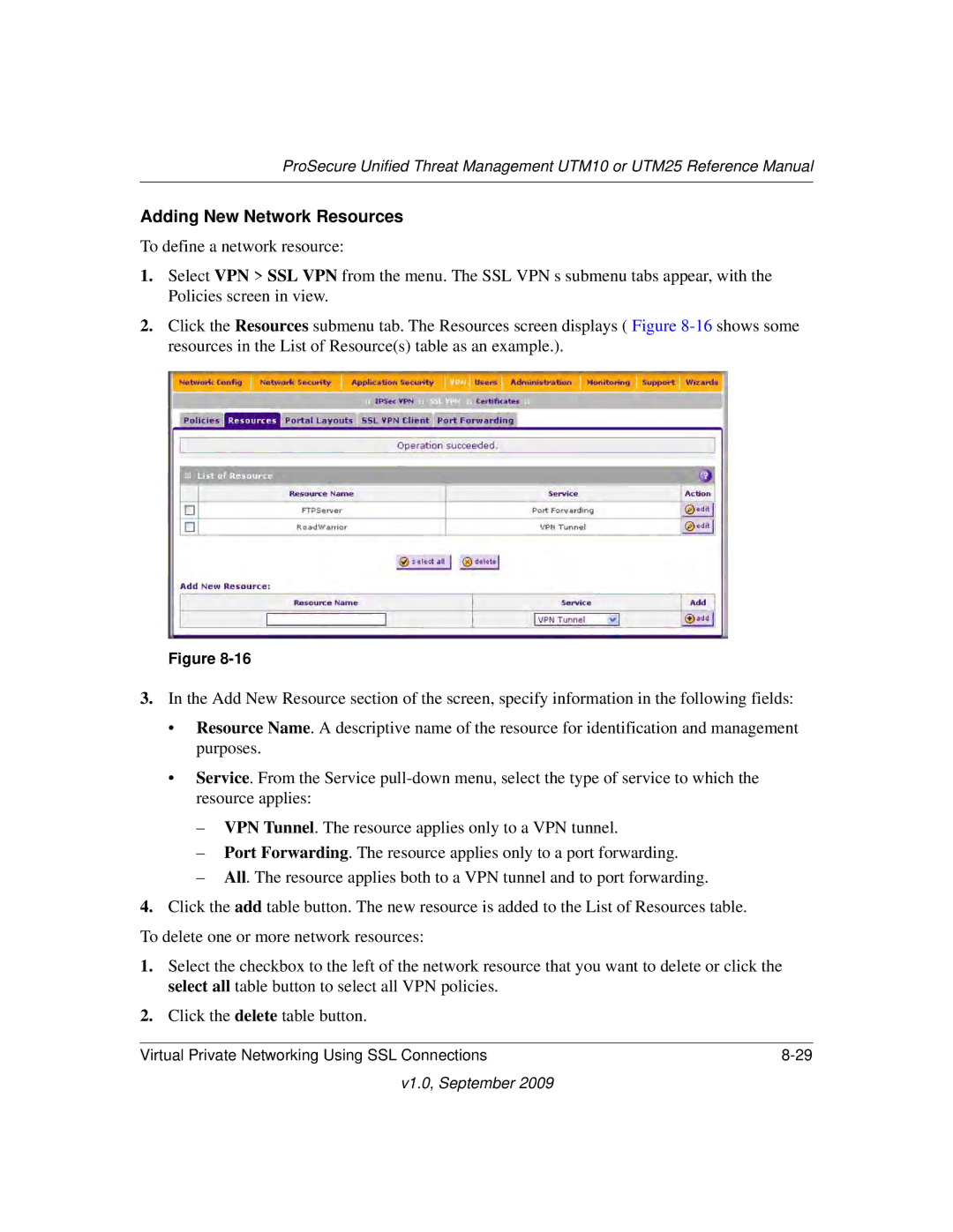 NETGEAR UTM25-100NAS, UTM10EW-100NAS, UTM25EW-100NAS manual Adding New Network Resources 